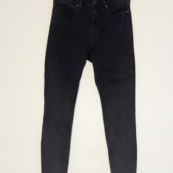 Everlane Womens High Rise Skinny Ankle Jeans Size 26 Cropped Black Stretch Denim - Picture 2 of 6